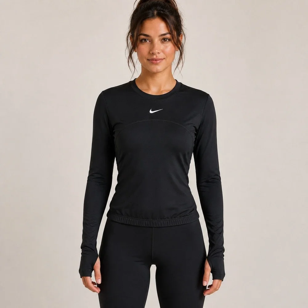 Nike Running Dri-FIT Long Sleeve Black Thumbhole Workout Top XS Workout Gym